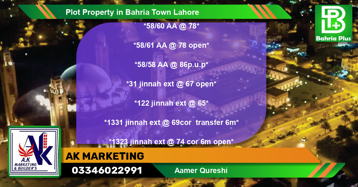 Residential Plot for Sale in Bahria Town, Lahore - (BP-80558)