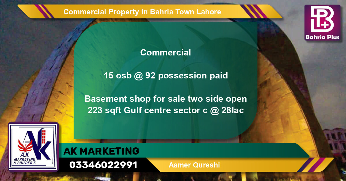 Commercial Property for Sale in Bahria Town, Lahore - (BP-80559)