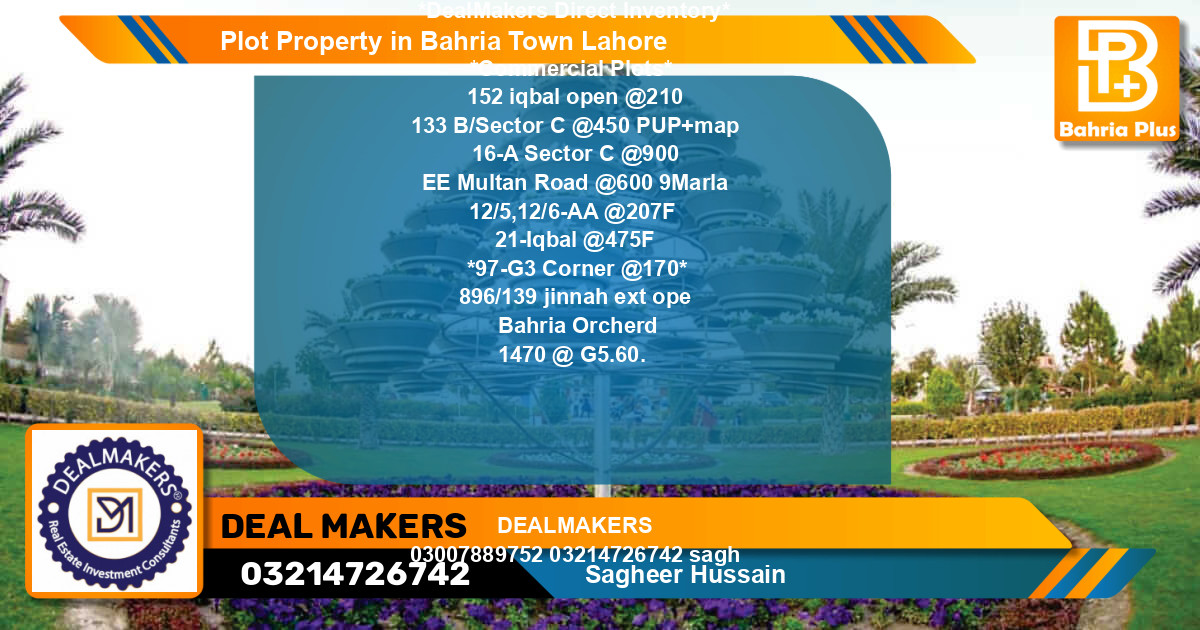 Commercial Plot for Sale in Bahria Town, Lahore - (BP-80562)