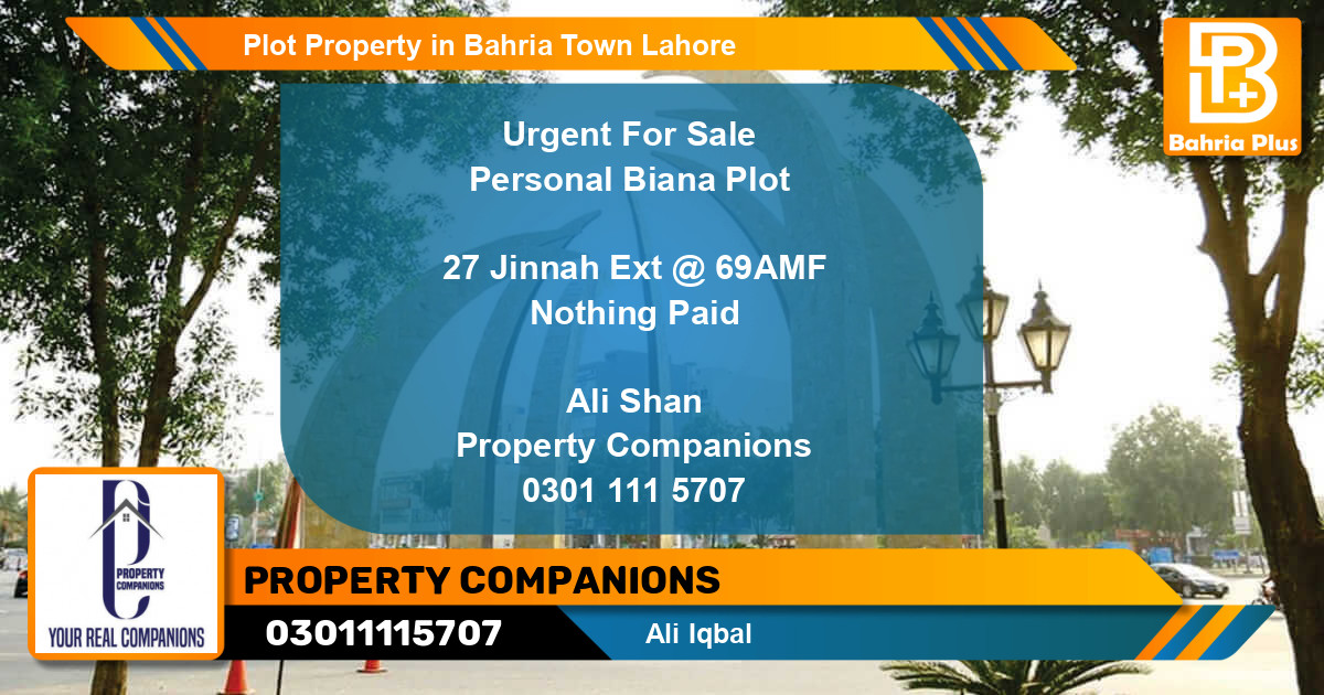Residential Plot for Sale in Bahria Town, Lahore - (BP-80574)