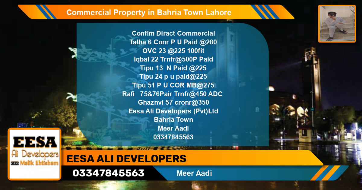 Commercial Property for Sale in Bahria Town, Lahore - (BP-80579)