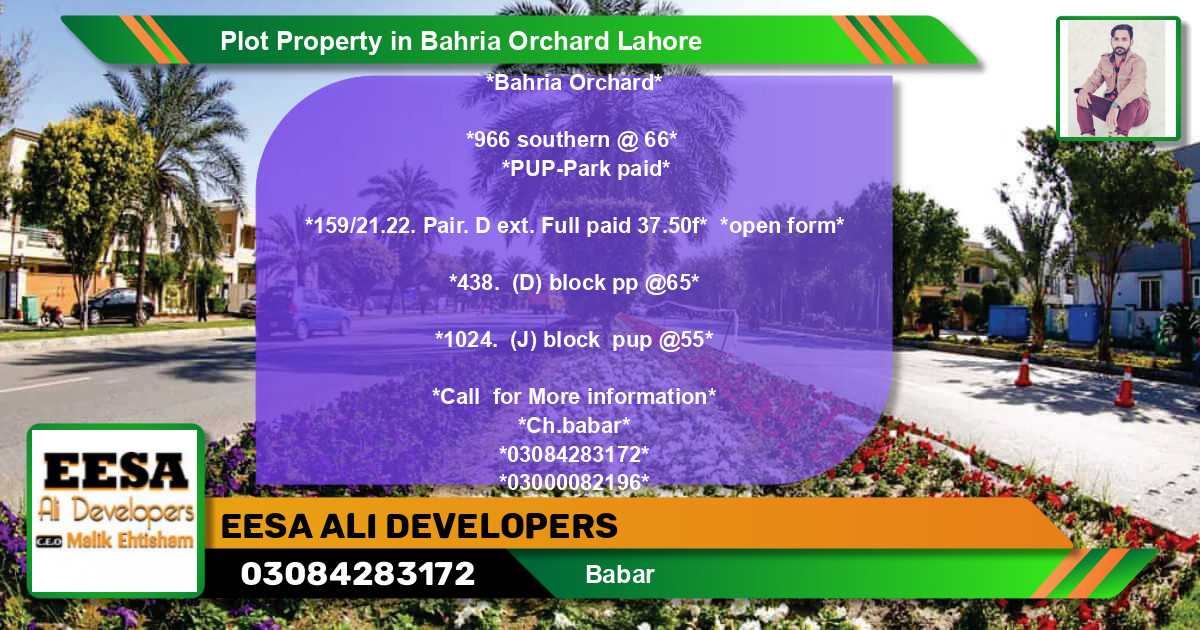 Residential Plot for Sale in Bahria Orchard, Lahore - (BP-80590)