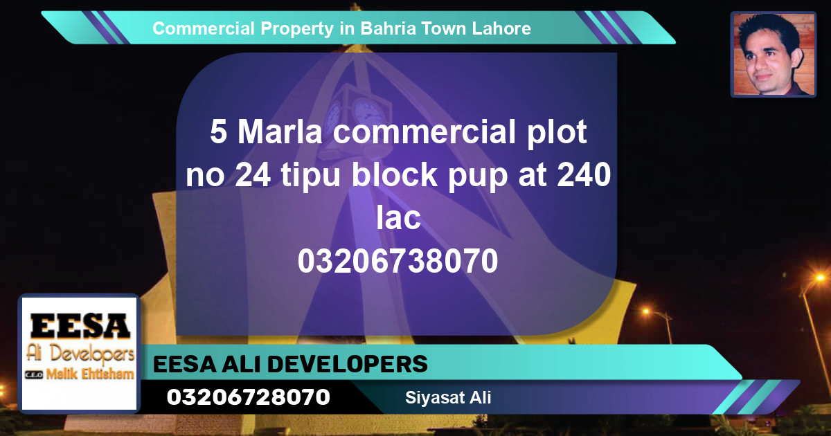 Commercial Property for Sale in Bahria Town, Lahore - (BP-80596)
