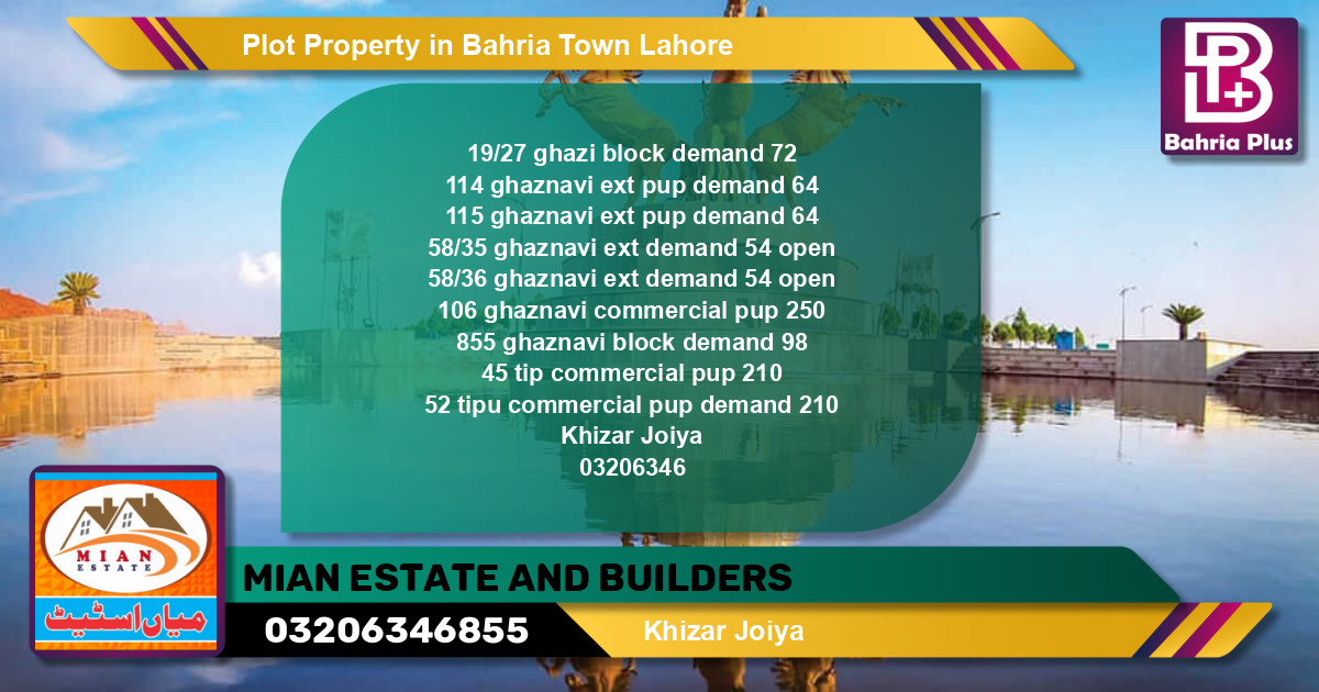 Commercial Plot for Sale in Bahria Town, Lahore - (BP-80598)