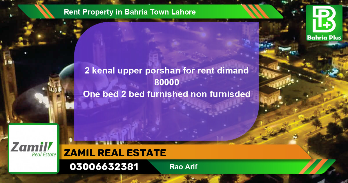 Residential Property for Rent in Bahria Town, Lahore - (BP-80618)