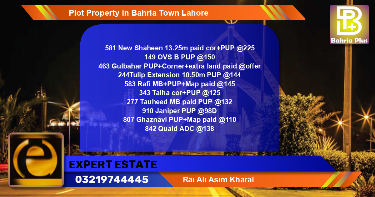 Residential Plot for Sale in Bahria Town, Lahore - (BP-80620)