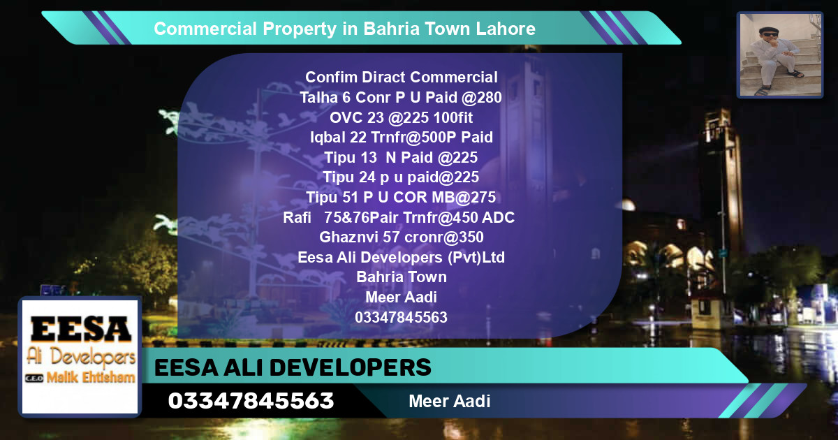 Commercial Property for Sale in Bahria Town, Lahore - (BP-80628)