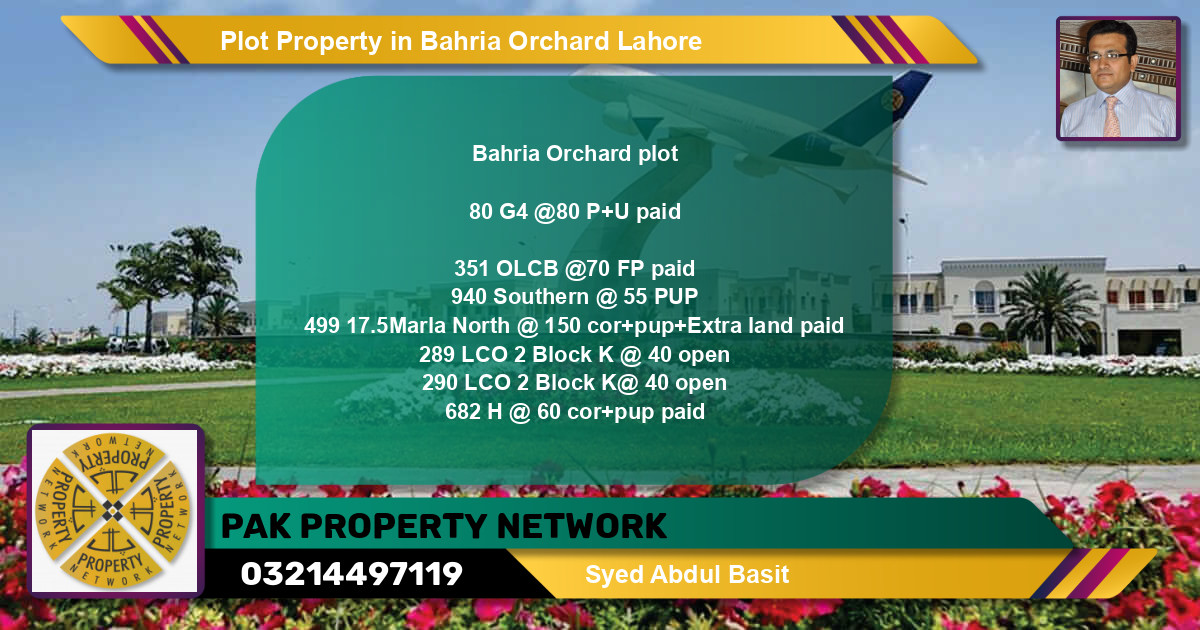 Residential Plot for Sale in Bahria Orchard, Lahore - (BP-80663)
