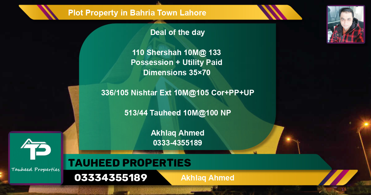 Residential Plot for Sale in Bahria Town, Lahore - (BP-80671)