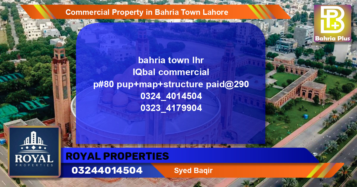 Commercial Property for Sale in Bahria Town, Lahore - (BP-80676)