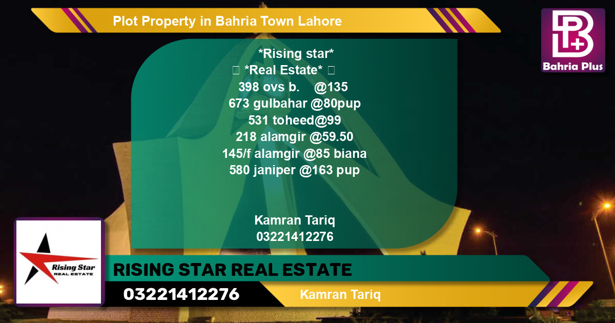 Residential Plot for Sale in Bahria Town, Lahore - (BP-80677)