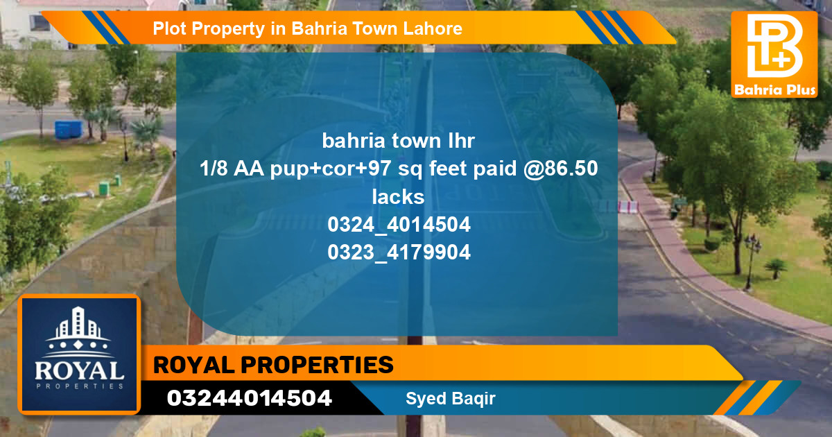 Residential Plot for Sale in Bahria Town, Lahore - (BP-80686)