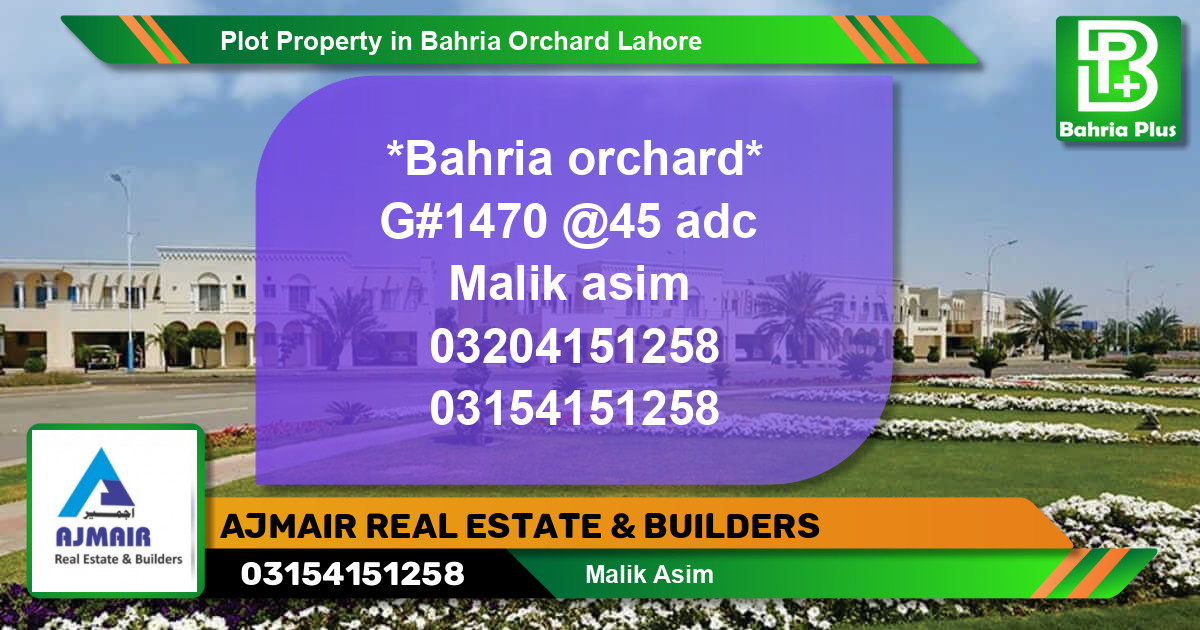 Residential Plot for Sale in Bahria Orchard, Lahore - (BP-80780)