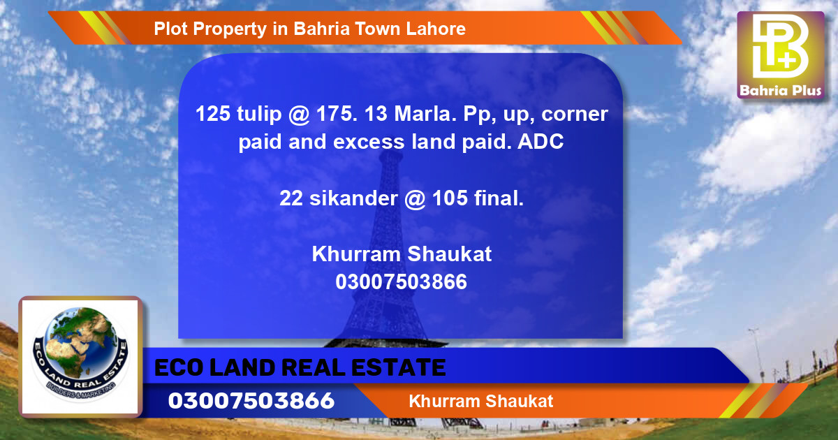 Residential Plot for Sale in Bahria Town, Lahore - (BP-80800)