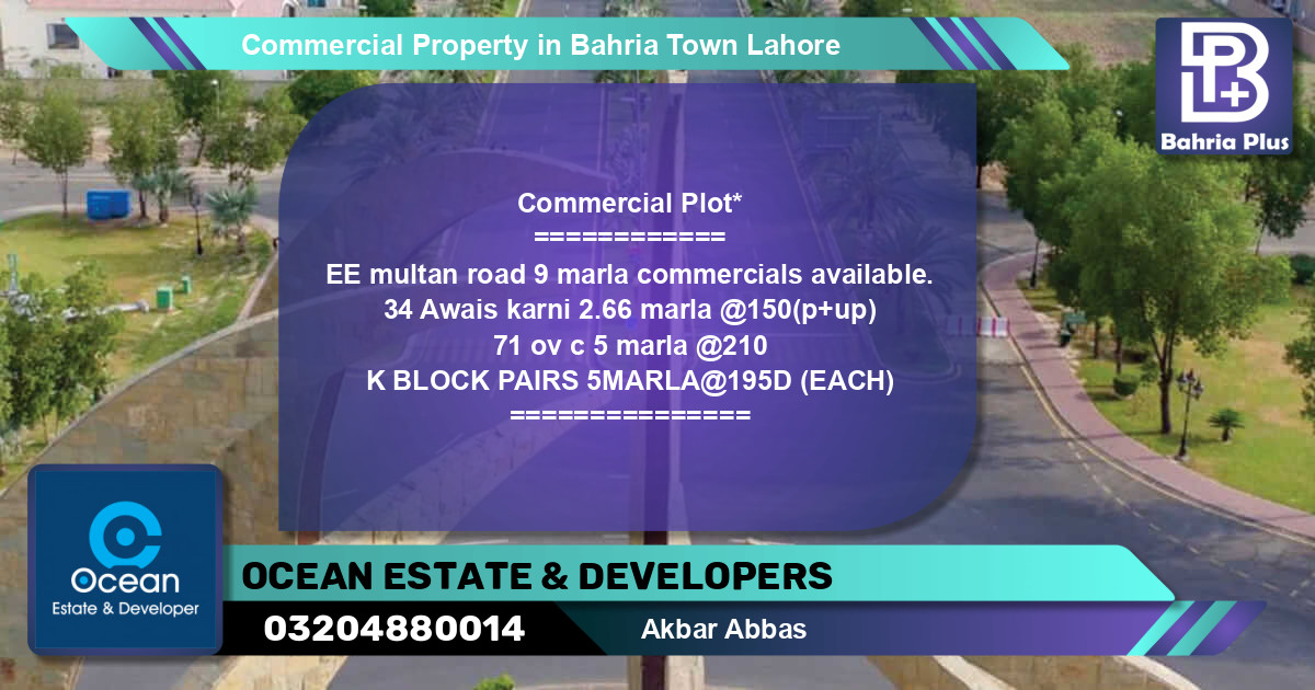 Commercial Property for Sale in Bahria Town, Lahore - (BP-80804)