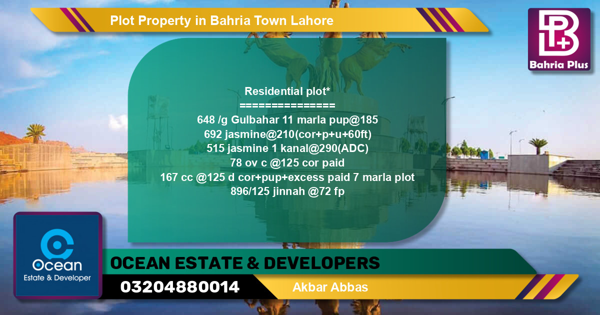 Residential Plot for Sale in Bahria Town, Lahore - (BP-80807)
