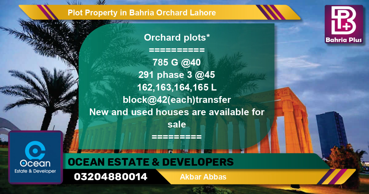 Residential Plot for Sale in Bahria Orchard, Lahore - (BP-80809)