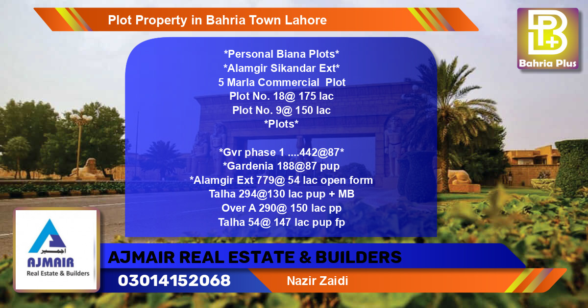 Commercial Plot for Sale in Bahria Town, Lahore - (BP-80810)
