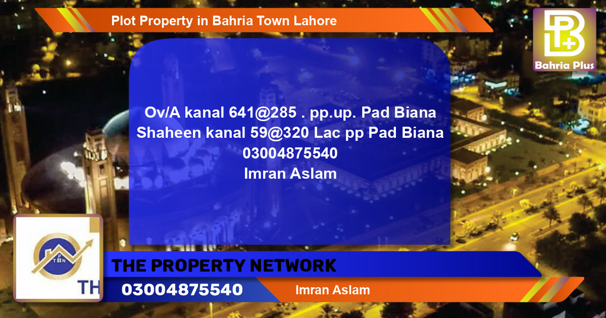 Residential Plot for Sale in Bahria Town, Lahore - (BP-80829)