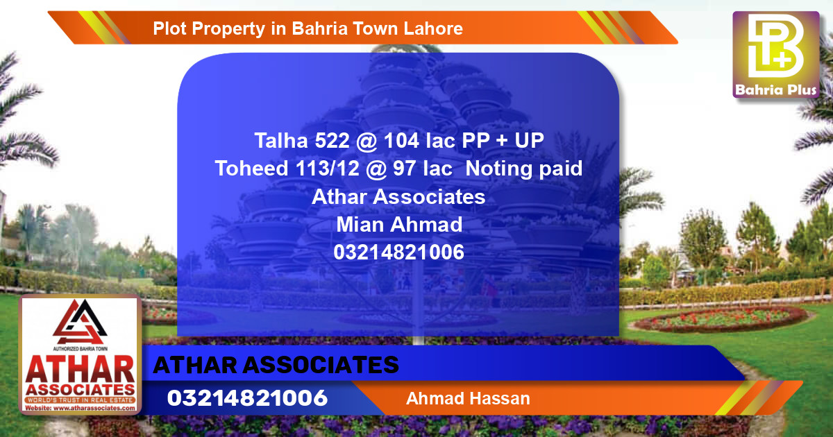 Residential Plot for Sale in Bahria Town, Lahore - (BP-80835)