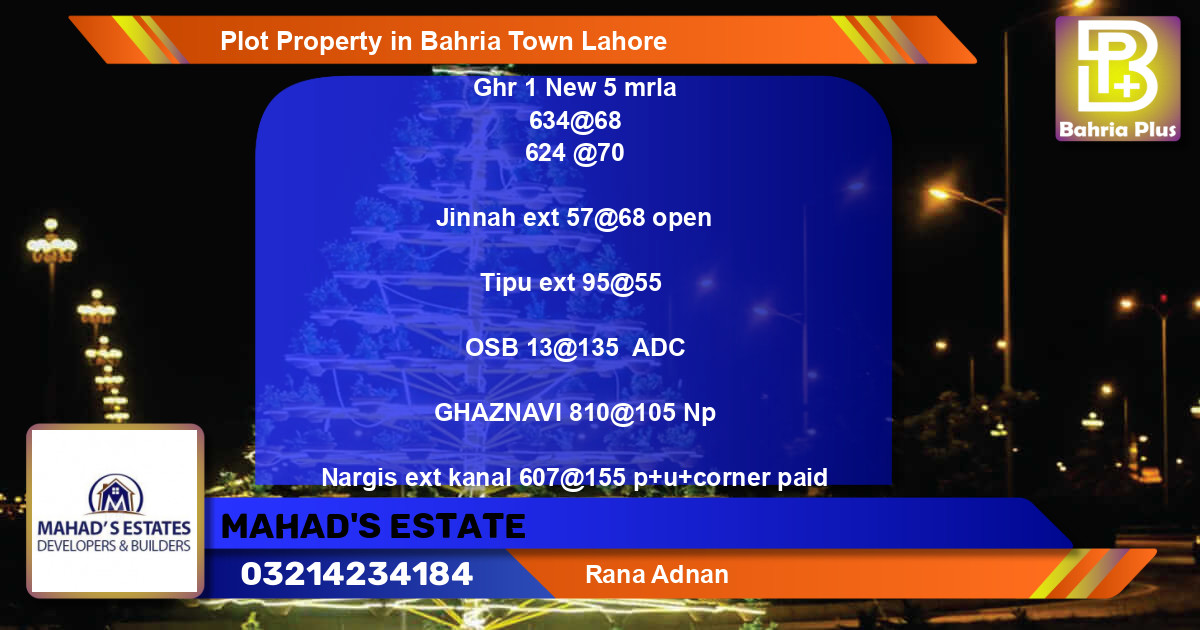 Residential Plot for Sale in Bahria Town, Lahore - (BP-80865)