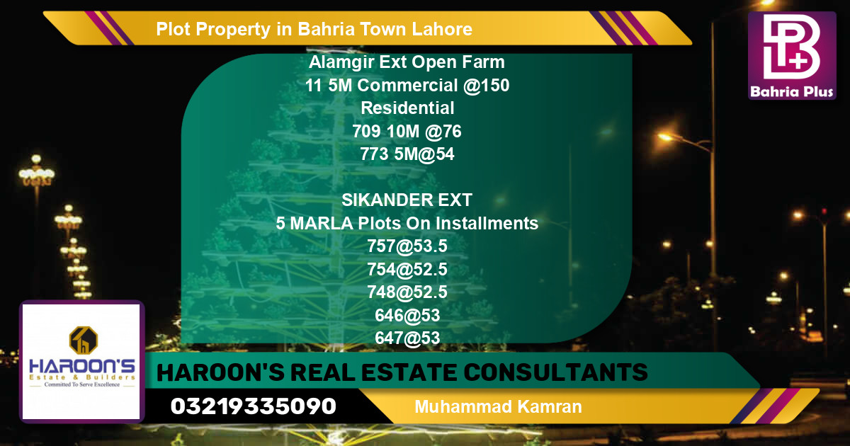 Commercial Plot for Sale in Bahria Town, Lahore - (BP-80881)
