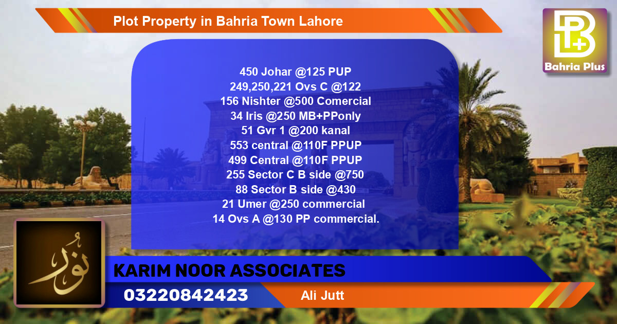 Commercial Plot for Sale in Bahria Town, Lahore - (BP-80922)