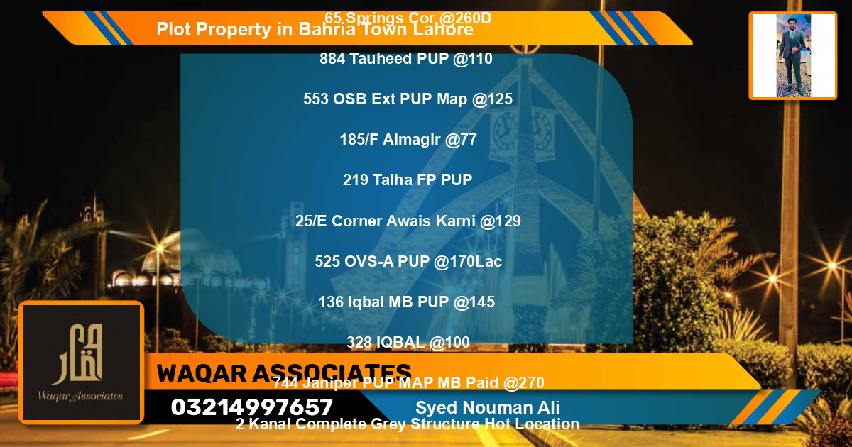 Residential Plot for Sale in Bahria Town, Lahore - (BP-80935)