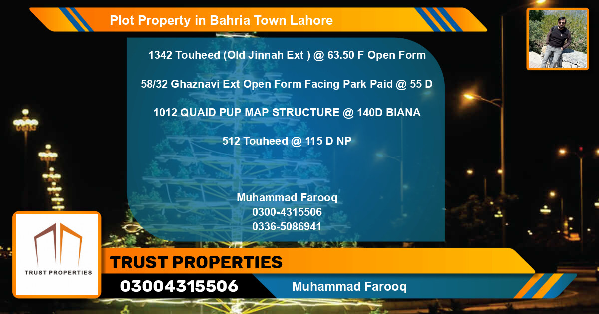 Residential Plot for Sale in Bahria Town, Lahore - (BP-80944)