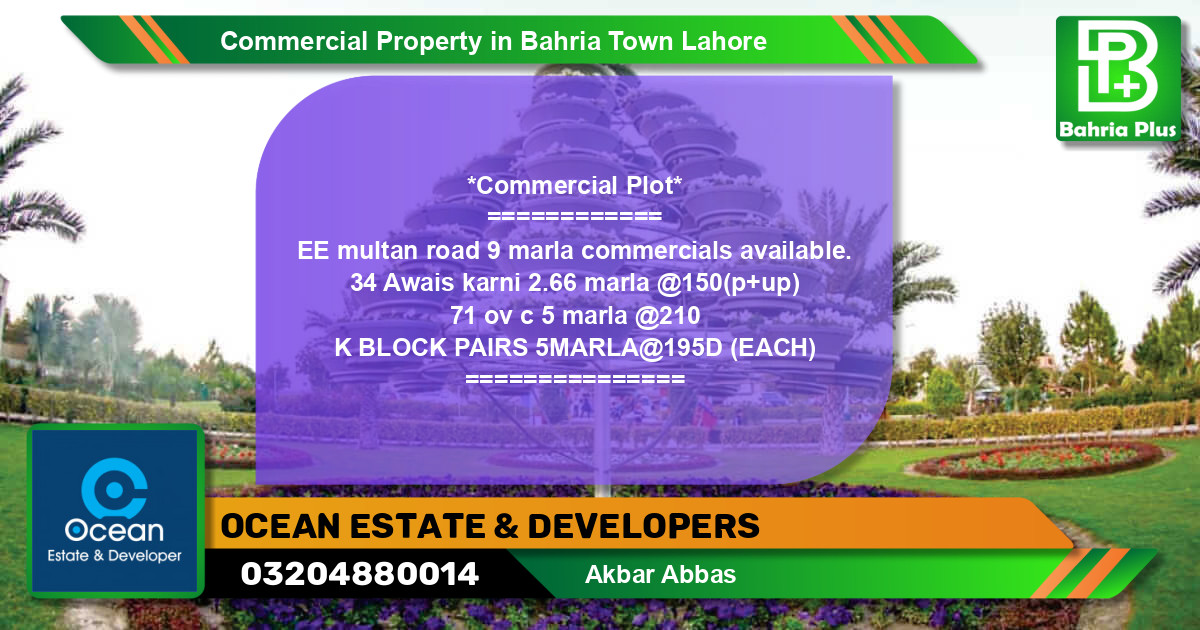 Commercial Property for Sale in Bahria Town, Lahore - (BP-80973)