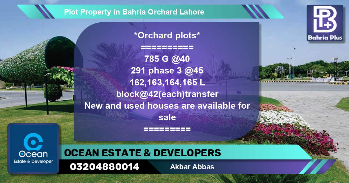 Residential Plot for Sale in Bahria Orchard, Lahore - (BP-80975)