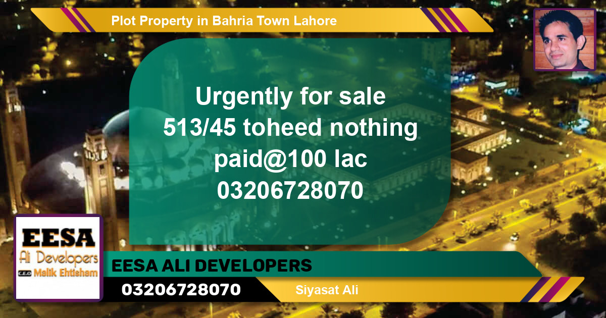 Residential Plot for Sale in Bahria Town, Lahore - (BP-80978)