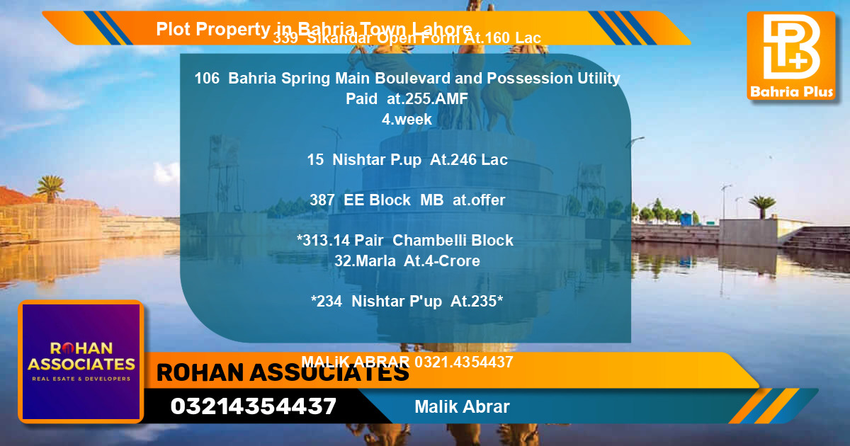 Residential Plot for Sale in Bahria Town, Lahore - (BP-81006)