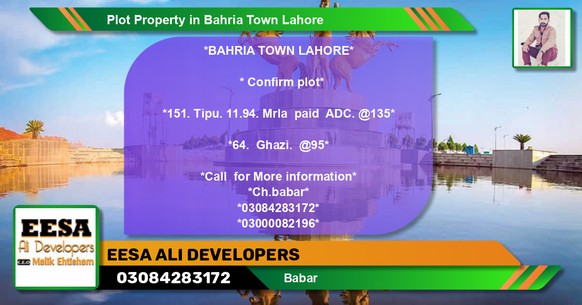 Residential Plot for Sale in Bahria Town, Lahore - (BP-81013)
