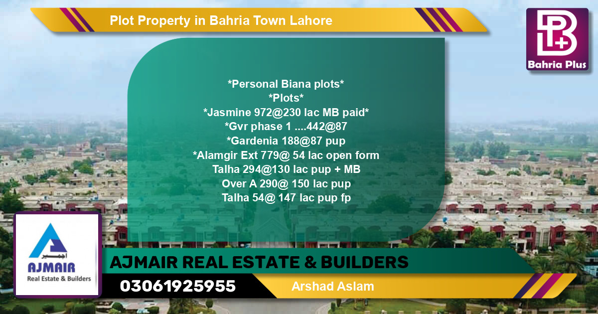 Residential Plot for Sale in Bahria Town, Lahore - (BP-81018)