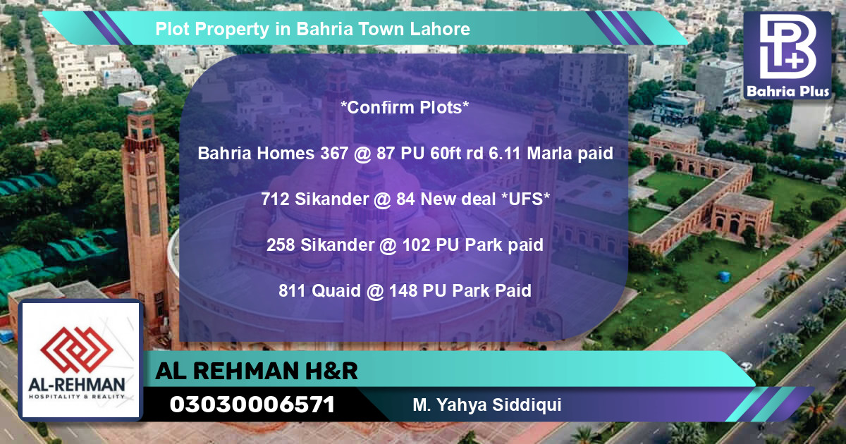Residential Plot for Sale in Bahria Town, Lahore - (BP-81022)