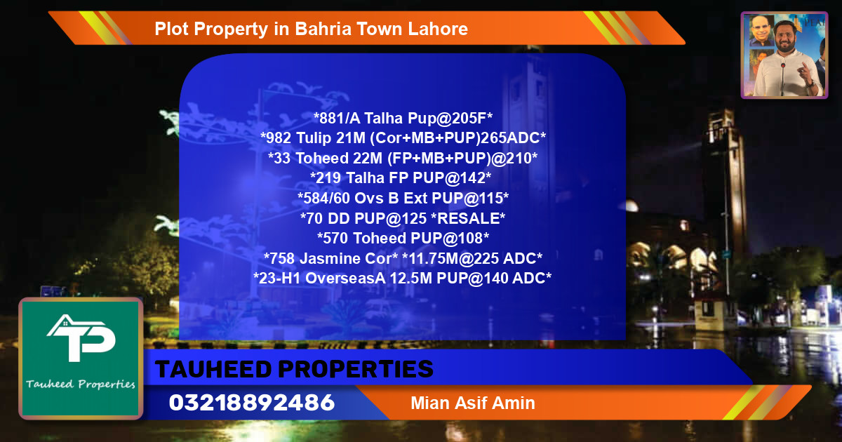 Residential Plot for Sale in Bahria Town, Lahore - (BP-81029)