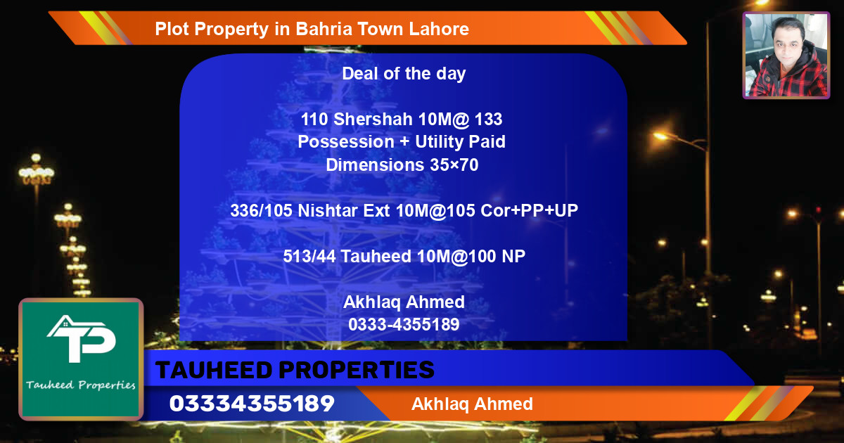 Residential Plot for Sale in Bahria Town, Lahore - (BP-81030)