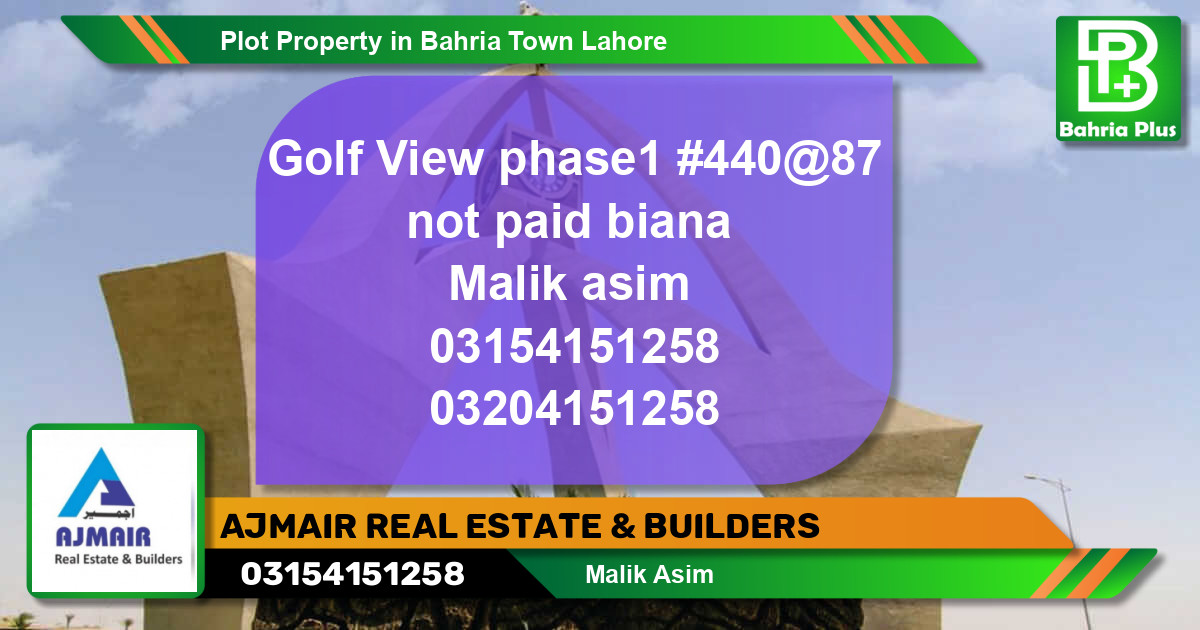 Residential Plot for Sale in Bahria Town, Lahore - (BP-81041)