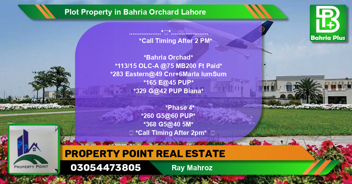 Residential Plot for Sale in Bahria Orchard, Lahore - (BP-81057)
