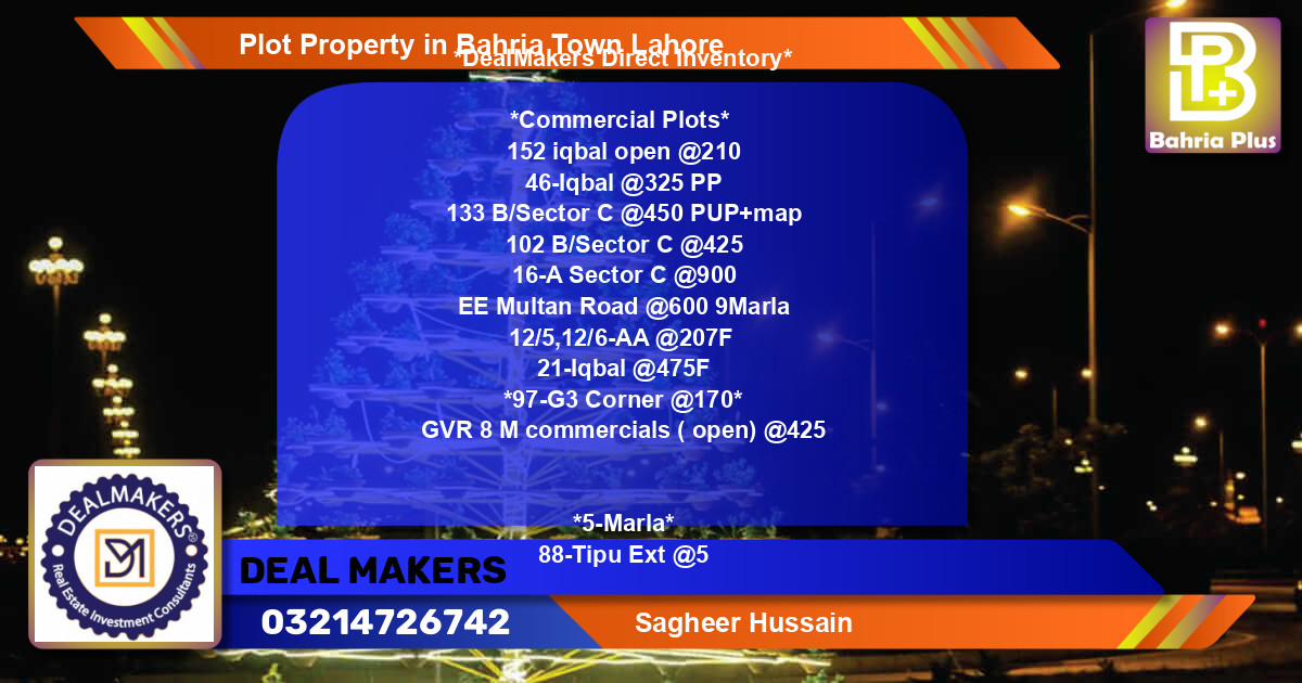 Commercial Plot for Sale in Bahria Town, Lahore - (BP-81074)