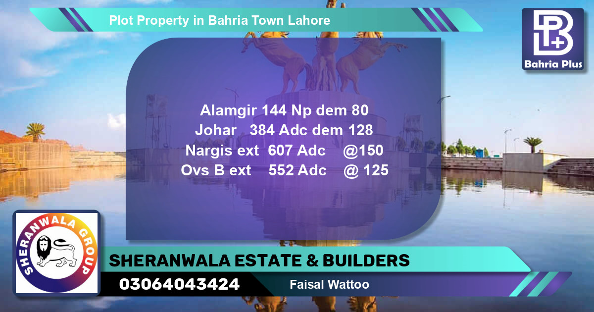 Residential Plot for Sale in Bahria Town, Lahore - (BP-81081)