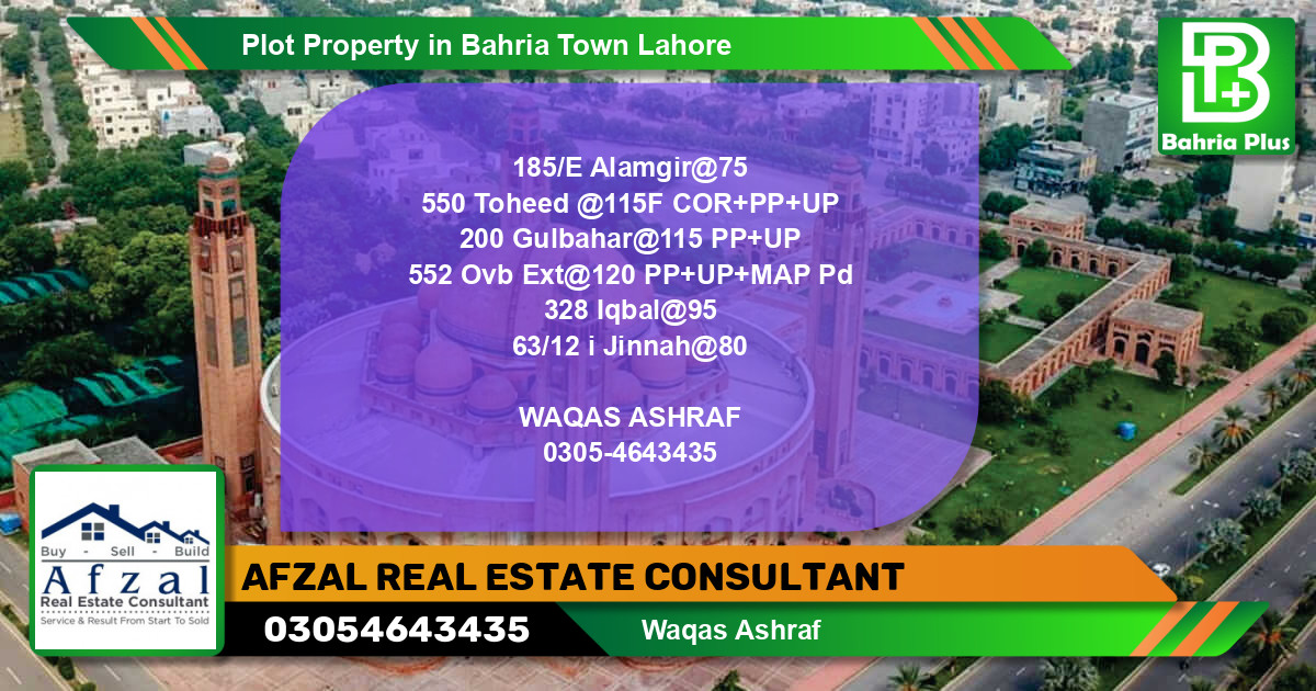 Residential Plot for Sale in Bahria Town, Lahore - (BP-81082)