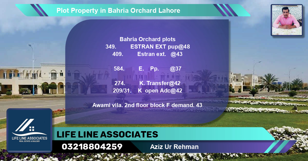 Residential Plot for Sale in Bahria Orchard, Lahore - (BP-81102)