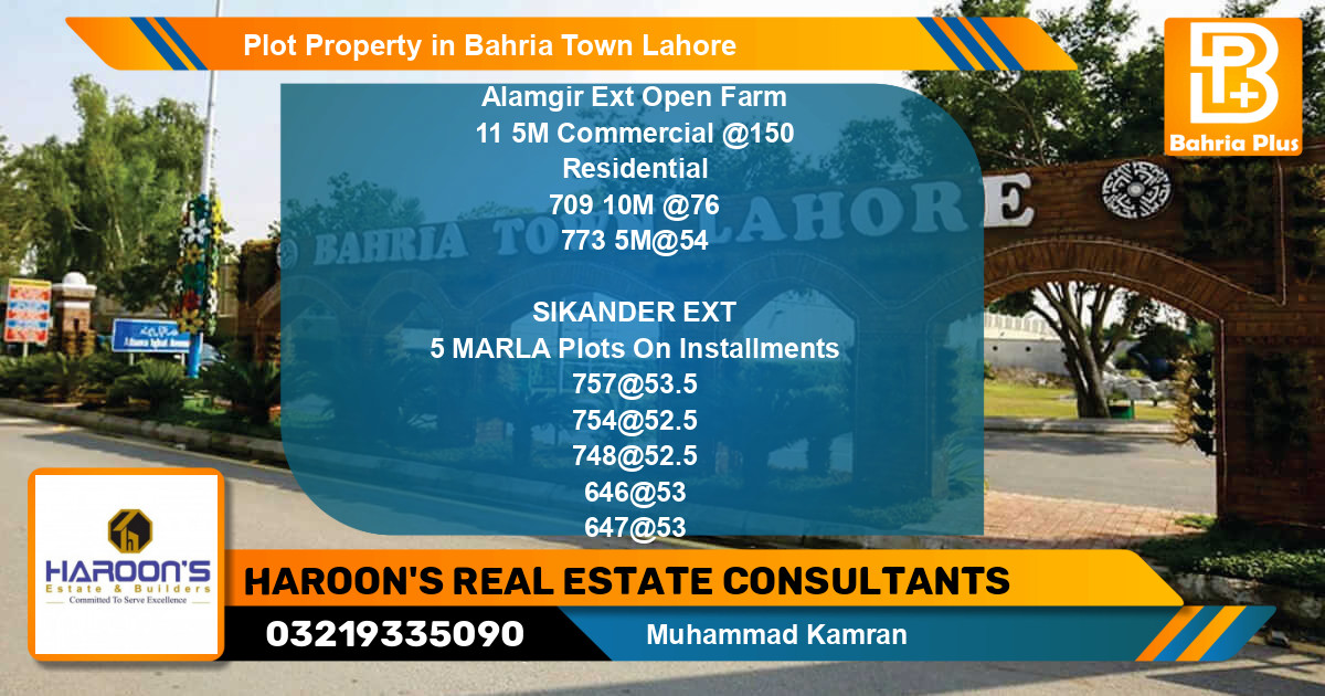 Commercial Plot for Sale in Bahria Town, Lahore - (BP-81122)