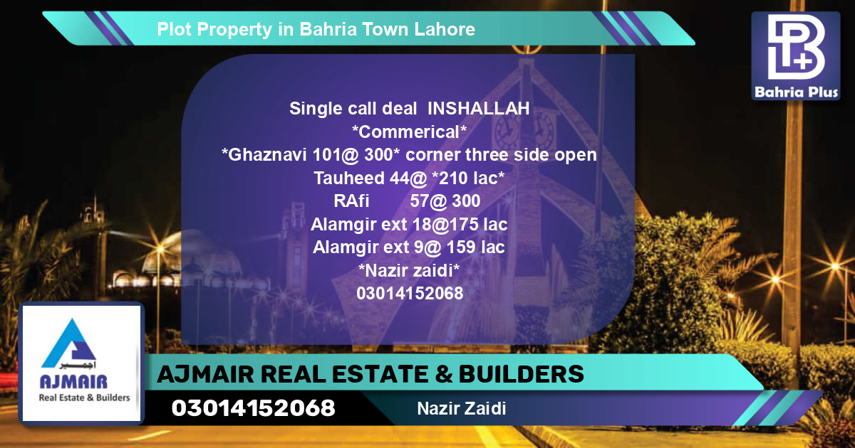 Residential Plot for Sale in Bahria Town, Lahore - (BP-81152)
