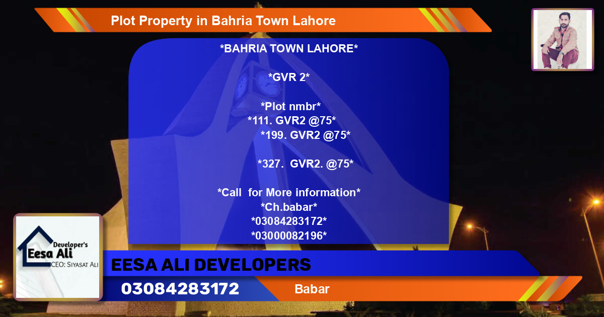 Residential Plot for Sale in Bahria Town, Lahore - (BP-81157)