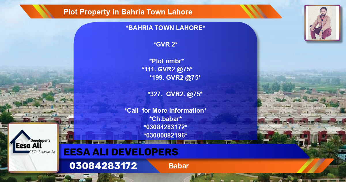 Residential Plot for Sale in Bahria Town, Lahore - (BP-81158)