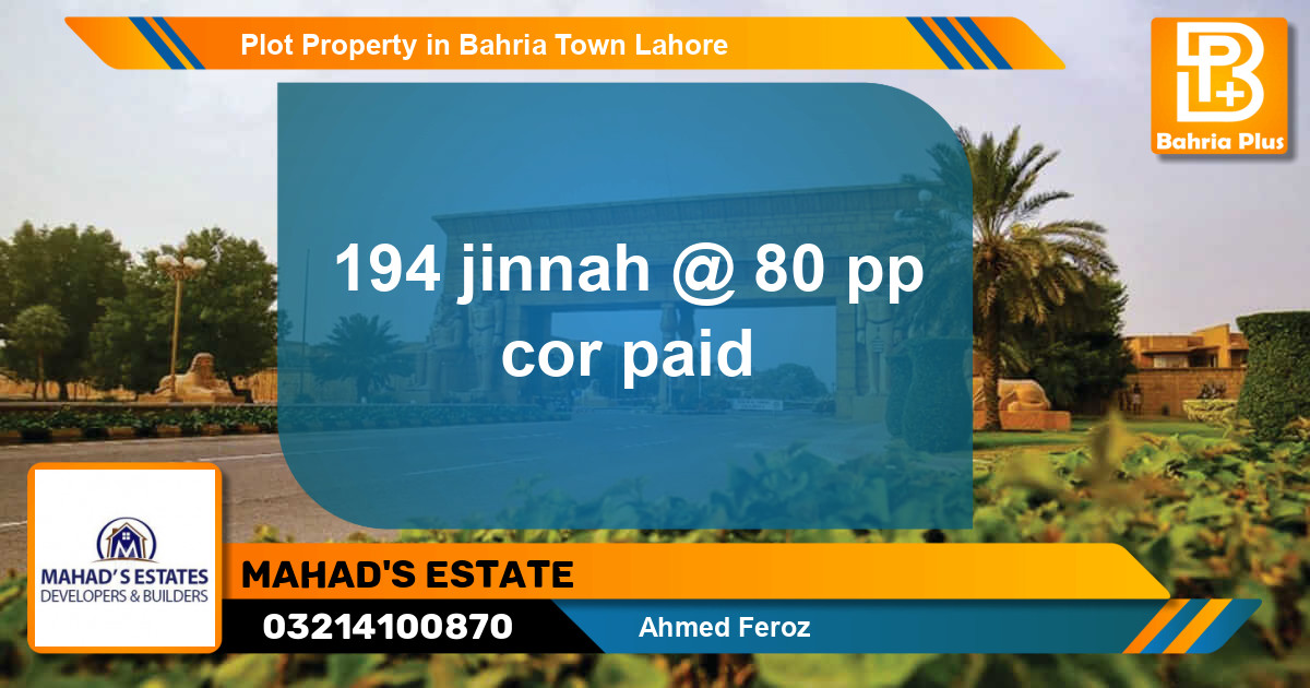 Residential Plot for Sale in Bahria Town, Lahore - (BP-81191)