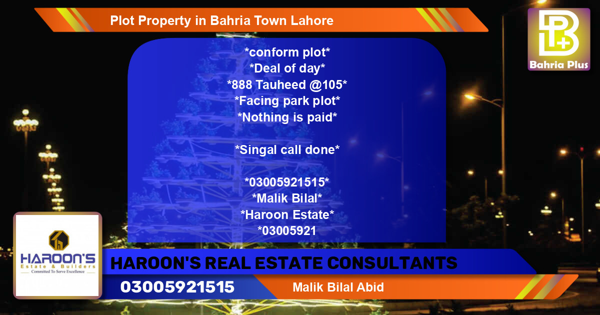 Residential Plot for Sale in Bahria Town, Lahore - (BP-81206)